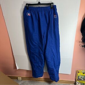 Russell Athletic Track Pants Men Large Blue Baggy Ankle Zip Windbreaker Vtg Y2K
